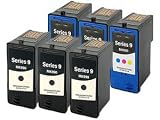 6 x Dell Series 9 (MK990 & MK991) Remanufactured Black and Color Inkjet Cartr...