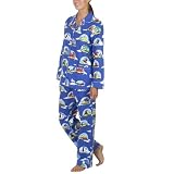 Nick & Nora Flannel Coat Pajamas - Set - Blue Snow Globes - Blue