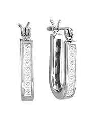 14K White Gold 1cttw Shimmering Wear Invisible Set Princess Diamond Hoop Earring