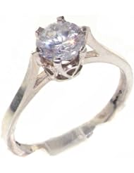 High Quality 925 Solid Sterling Silver Cubic Zirconia Solitaire Ring - Finger Sizes 4 to 12 Available