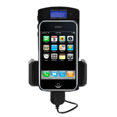 Black 8 In 1 FM Transmitter Car Kit with Remote and Car Adapter for AT&T Apple IPhone 3Gs 3rd Generation Smartphone