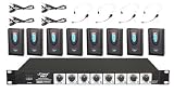 Pyle-Pro Rack Mount 8 Channel Wireless Microphone System with 8 Lavalier/Headsets (PDWM8900)