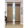 Jacaranda Collection Plum, Camel & Chocolate Micro Suede Curtans Set of 2 Striped Window Panel Treatments
