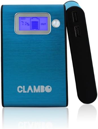 Clambo ® IM-807 7800mAh Portable High-Capacity External Battery Pack Power Bank Backup Dual-USB Charger with LCD Display for Cell Phone Tablet iPhone 5 (Apple adapters not included), 4S, 4, iPad Mini, iPods, Samsung Galaxy S4, S3, S2, Note 2, Note 8, Tab 2, 3; HTC One, EVO, Thunderbolt, Incredible, Droid DNA, Motorola ATRIX, Droid, Google Glass, Nexus 4, Nexus 7, Nexus 10, LG Optimus and More - Ocean Blue
