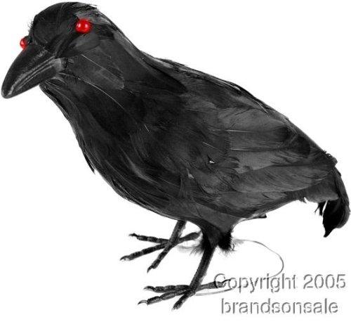 Black Crow Halloween Prop w/ Light-Up Eyes