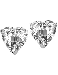 Tommaso Design (tm) Heart Shape Genuine White Topaz Earring Studs