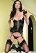  : 2PC Embroidered Zipper Trim Bustier Sexy Lingerie Intimate Apparel with Garter Belt and G-String
