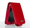 Red Prima iPhone Premium Leather Flip Style Case for 3G