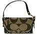 AUTHENTIC COACH KHAKI SIGNATURE JACQUARD SMALL CARLY with SADDLE LEATHER 10730