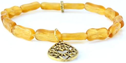Chavez for Charity Mustard Beaded Bracelet with Charm