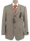 Oscar De La Renta Mens Single Breasted 3 Button Taupe Pinstripe Wool Suit - Size 44L