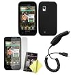 Black Silicone Case / Skin / Cover, LCD Screen Guard / Protector & Car Charger for Samsung Fascinate / Mesmerize / SCH-I500