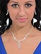 Unique Rhinestone Necklace with Matching Pierced Earring 3 Piece Set