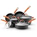Rachael Ray Hard Anodized II Nonstick Dishwasher Safe 10-Piece Cookware Set, Orange