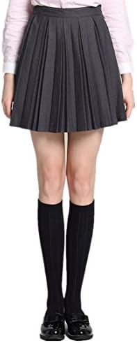 Etongenius grey summer uniform pleated skirt for girls and women