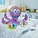 Nuby Floating Octopus Toy with 3 Hoopla Rings - Baby Bath Toy for Boys and Girls - 18+ Months - Purple (Pack of 1)