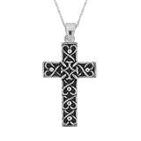 Sterling Silver Antiqued Celtic Cross Pendant , 18"