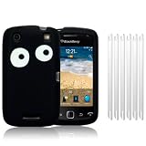 BLACKBERRY CURVE 9380 BLACK/WHITE EYES LASERED SILICONE SKIN CASE / COVER / SHELL + 6-IN-1 SCREEN PROTECTOR PACK PART OF THE QUBITS ACCESSORIES RANGEby Qubits