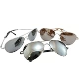 G&G Chrome Metal Silver Mirrored Aviator Sunglasses 3 Pair Special Spring Hinges