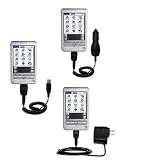 Deluxe Kit for the Sony Clie T615 includes a USB cable with Car and Wall Charger - Gomadic Brand w/ TipExchange Technology