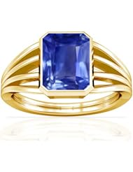 14K Yellow Gold Emerald Cut Blue Sapphire Womens Astrological Ring (GIA Certificate)