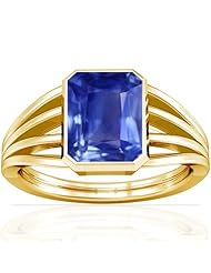 18K Yellow Gold Emerald Cut Blue Sapphire Solitaire Ring (GIA Certificate)