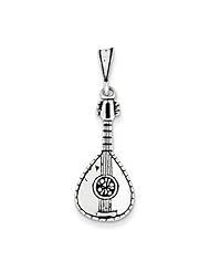 Sterling Silver Antiqued Mandolin Charm