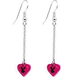 Licensed Plaboy Rabbit Head Heart Drop Earrings