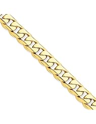 14K Yellow Gold, 8.75mm Rounded Curb Bracelet - 8 Inch