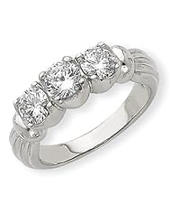 14k White Gold VS Diamond three stone ring Diamond quality VS (VS2 clarity, G-I color)