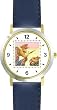 Mommy & Baby Bunny Rabbit Keeping Secret - from Hush Little Baby by Artist: Sylvia Long - WATCHBUDDY&reg; DELUXE TWO-TONE THEME WATCH - Arabic Numbers - Blue Leather Strap-Size-Large ( Men's Size or Jumbo Women's Size )