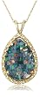 10k Yellow Gold Pear Shaped Lab-Created Mosaic Opal Pendant