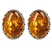 Sterling Silver Baltic Cognac Color Amber Oval Earrings... Sterling Silver Baltic Cognac Color Amber Oval Earrings...