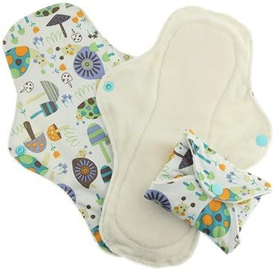 Pink Daisy Organic Cotton Washable Feminine Menstrual Pads - 3 Pack (Large, Snails)