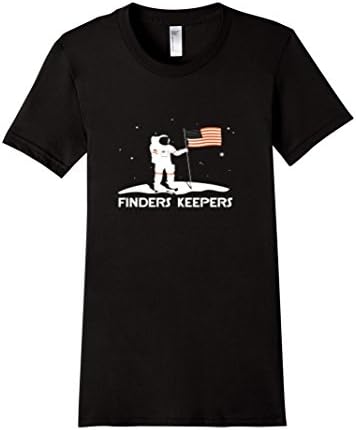 Women's Finders Keepers American Flag on The Moon Patriotic T-Shirt XL Black
