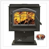 1100P Small 26 EPA Pedestal Wood Burning Stove Black Louvers Painted Black Finish