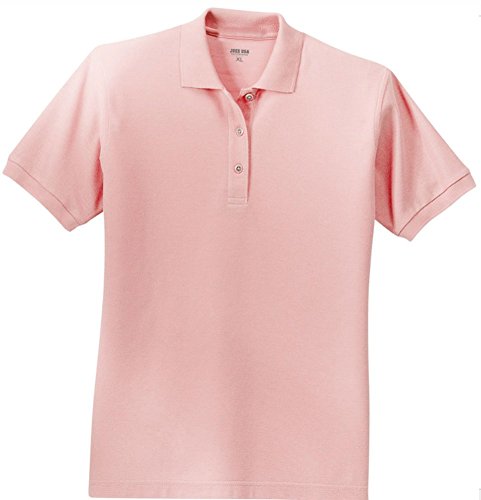 Joe's USA(tm) Ladies Short Sleeve Polo Shirt-Light Pink-L