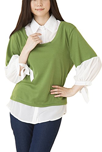 (Goldjapan)ゴールドジャパン 大きいサイズ レディース シフォンブラウス カットソー チュニック ブラウス Tシャツ Ａライン 7分袖 七分袖 長袖 長そで 体型カバー フォーマル カジュアル エレガント きれいめ 女子会 gold047