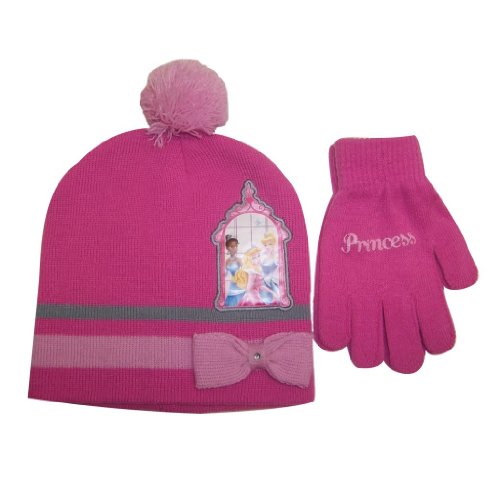 Disney Princess Girl's Beanie Knit Hat and Glove Set (4-14)