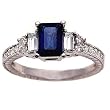 14K White Gold Sapphire and Diamond Ring
