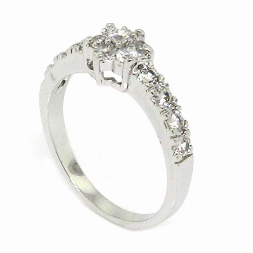 Sterling Silver Classic Round Flower Cluster Engagement Ring w/White CZs 41Lci9eWPPL Sterling Silver Classic Round Flower Cluster Engagement Ring w/White CZs