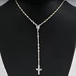 Sterling Silver Rosary Necklace - 3mm Tricolor Beads - 20 in. Necklace