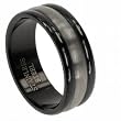 316L Stainless Steel Ring with IP black plating on sides and matte polish in middle. Width: 8mm, Sizes:5.0-13.0