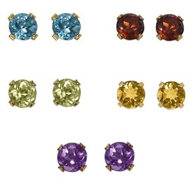 Buy 10k Yellow Gold 5 Piece Individually Boxed 5mm Round Amethyst, Blue Topaz, Citrine, Garnet and... by Amazon.com Collection