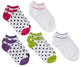 Jacques Moret Girls 7-16 Five Pack Fashion No Show Socks with Dots