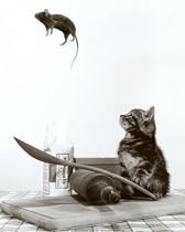 Cat and Mouse Art Poster Print, 10x12