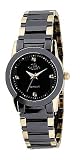 Oniss Women's Swiss SS & Ceramic Sapphire Diamond Watch ON606-LG Black