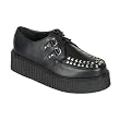 Demonia Men's CREEPER-436, 2" Platfoem Black Leather Pyramid Studded Creeper Shoe