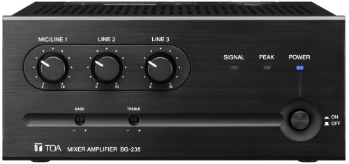 TOA BG-235 Mixer Amplifier 35W 3 Input 1 MicLine Switchable Two Zone System Capability