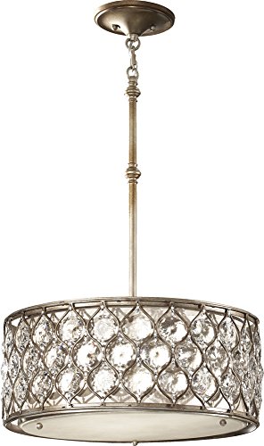 Best Buy Murray Feiss F2568/3BUS, Lucia Shade Pendant, 3 Light, 300 Watts, Burnished Silver